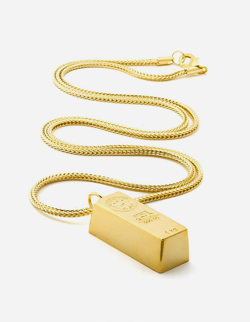 KING ICE 14K Gold Bar Brick Necklace image number 1