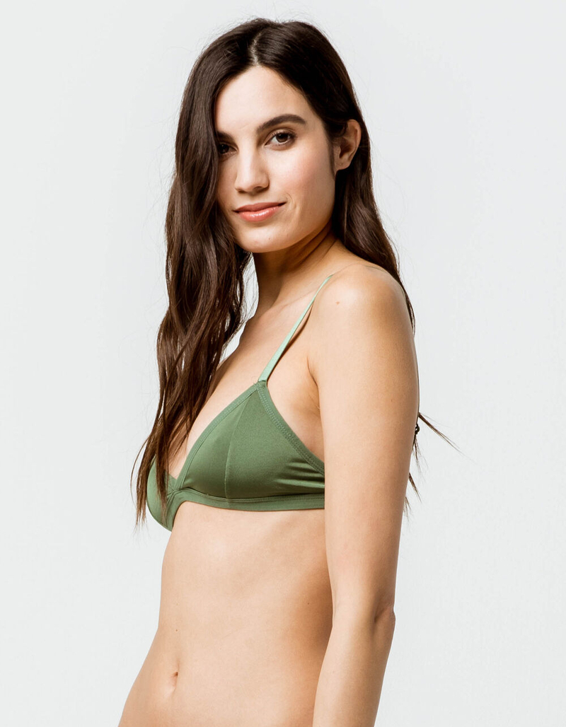 FRENCH AFFAIR Shiny Sateen Olive Bralette image number 1