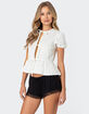 EDIKTED Puffed Sleeve Tie Front Top image number 3