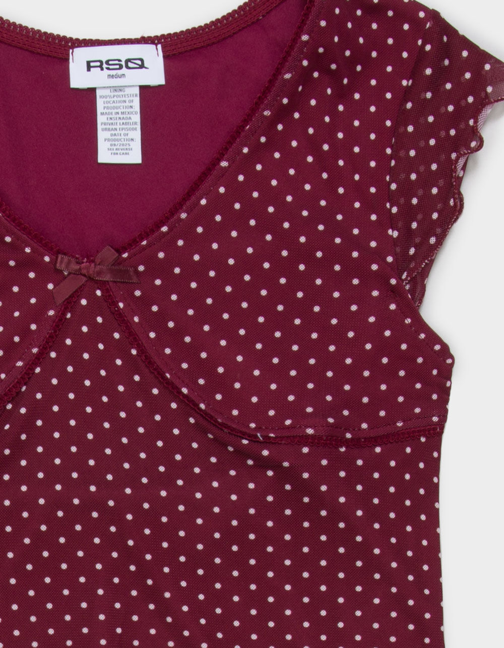 RSQ Girls Polka Dot Mesh Top - BURGUNDY | Tillys