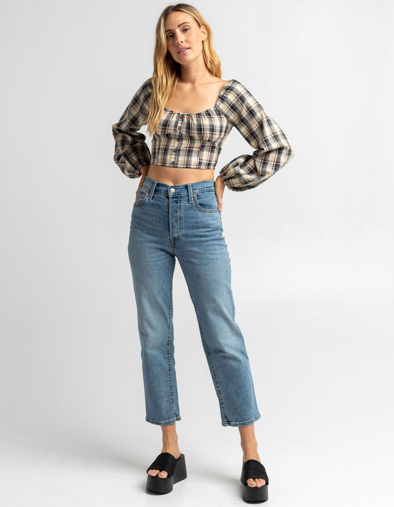 LOVE TREE Womens Plaid Button Corset image number 3