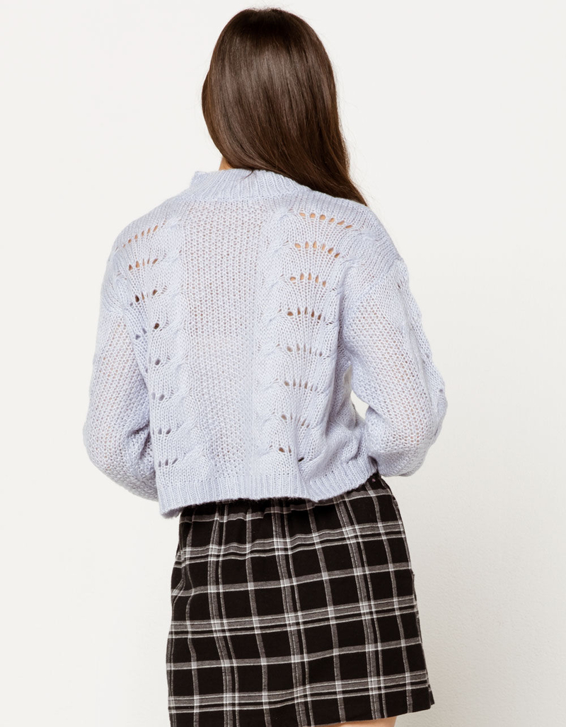 WOVEN HEART Open Text Mock Neck Womens Crop Sweater image number 2