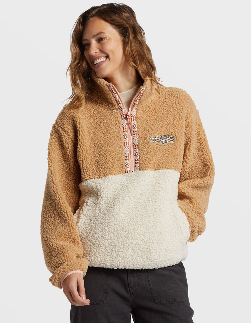 BILLABONG Horizon Womens Mock Neck HalfZip Sweatshirt MOCHA Tillys