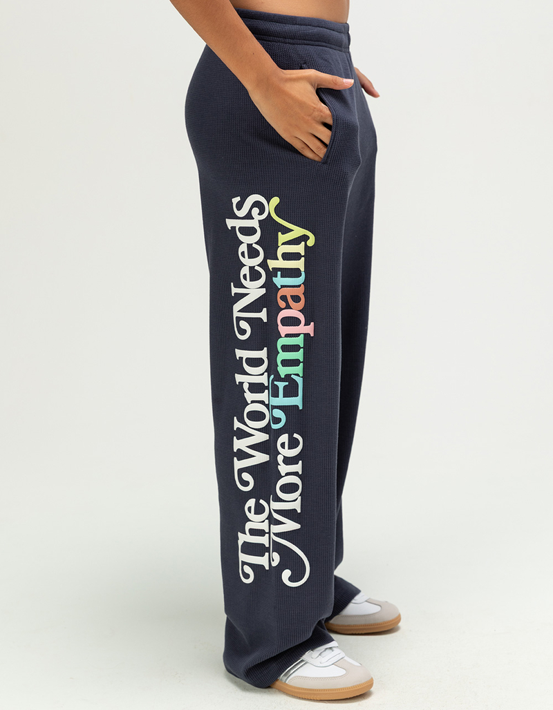 THE MAYFAIR GROUP World Needs More Empathy Womens Wide Leg Waffle Knit Sweatpants image number 1