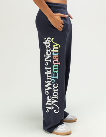 THE MAYFAIR GROUP World Needs More Empathy Womens Wide Leg Waffle Knit Sweatpants Alternative Image