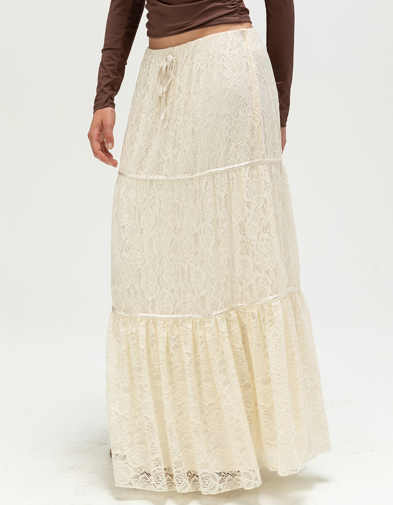 WEST OF MELROSE Lace Womens Tiered Maxi Skirt image number 2