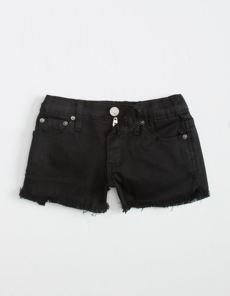TRACTR Basic Fray Little Girls Black Denim Shorts (4-6x) image number 0