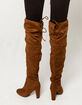 WILD DIVA Over The Knee Heeled Brown Womens Boots image number 3