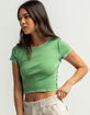 SKY AND SPARROW Exposed Seam Womens Green Baby Tee image number 2