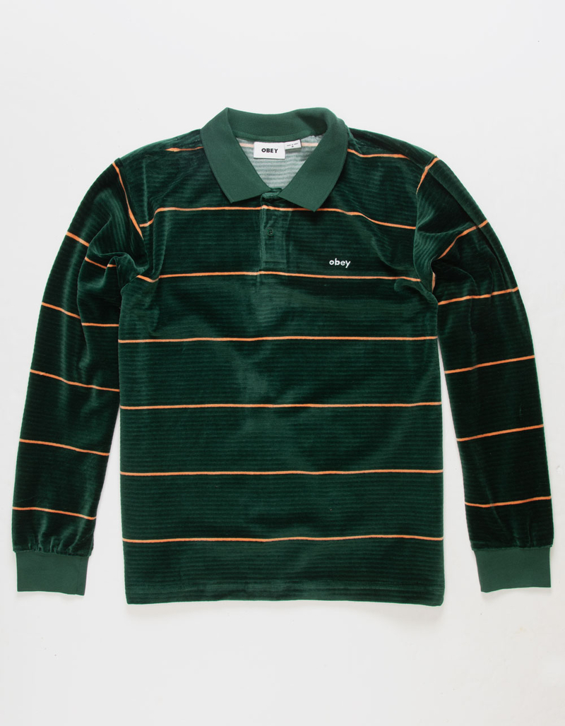 OBEY Fete Velour Stripe Mens Polo Shirt image number 0