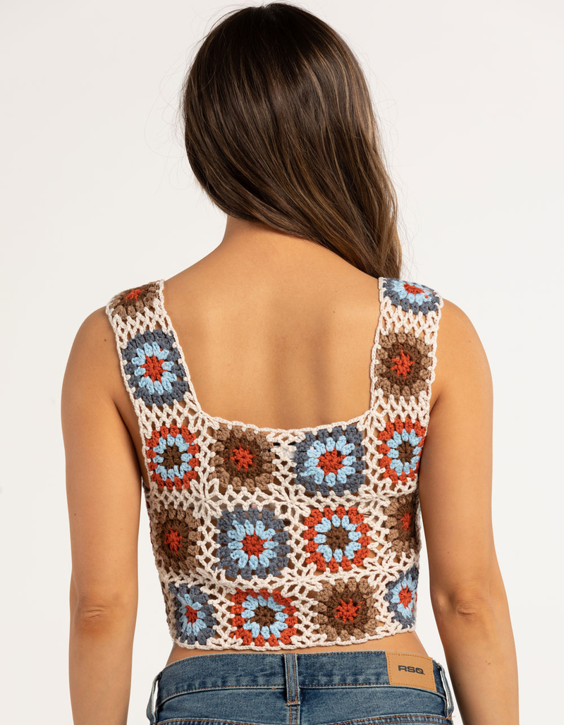RSQ Womens Granny Square Crochet Tank Top image number 2