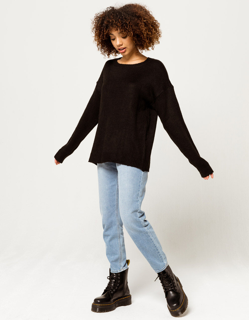 IVY & MAIN Boyfriend Tunic Black Womens Sweater image number 3