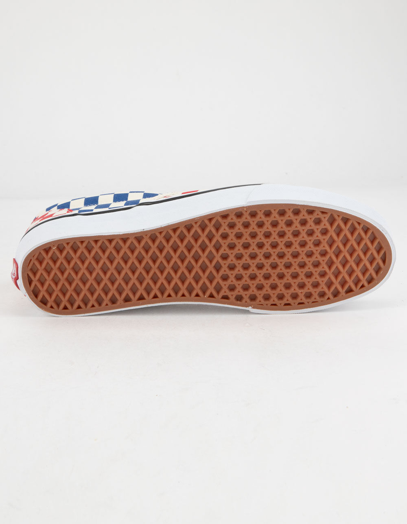 VANS Checkerboard Classic Slip-On Red & Blue Shoes image number 5