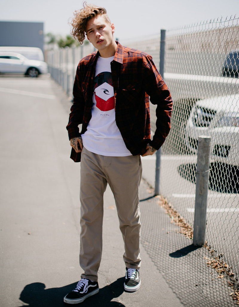 CHARLES AND A HALF Dark Khaki Mens Chino Jogger Pants image number 0