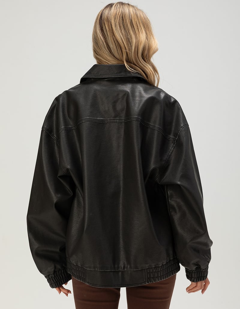 RSQ Womens Oversized Faux Leather Bomber Jacket image number 3