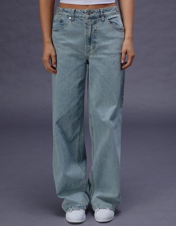 RSQ Womens Buckle Slide Wide Leg Denim Jeans Alternative Image
