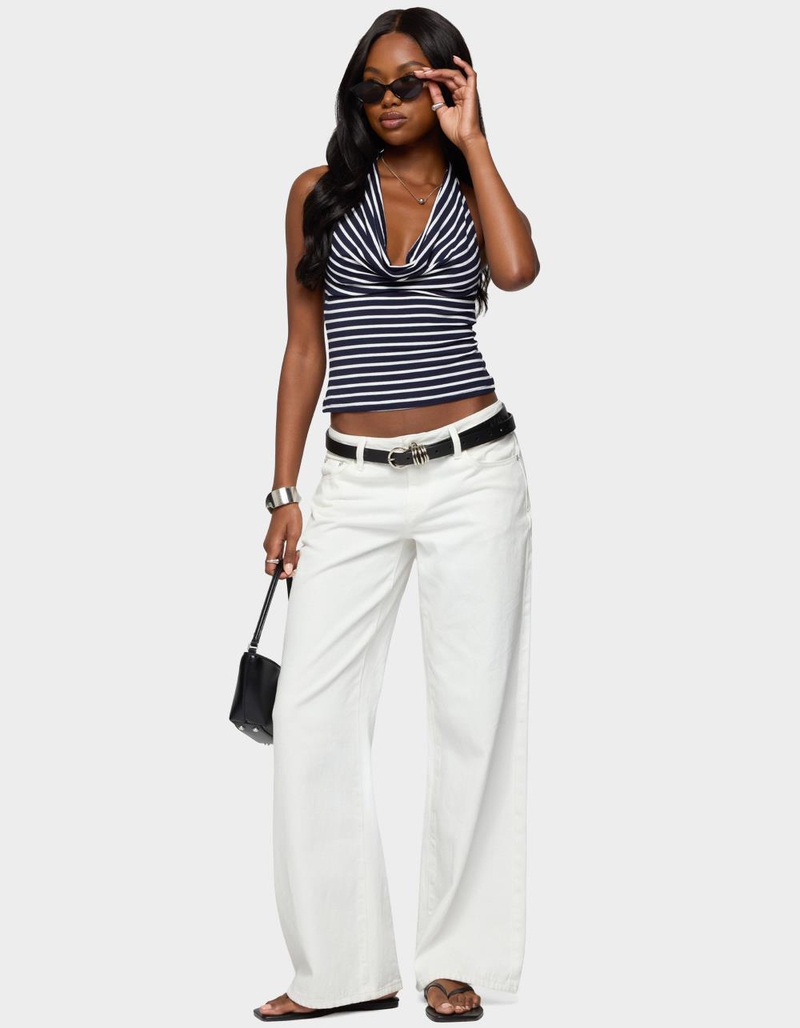 EDIKTED Striped Cowl Neck Halter Top image number 4