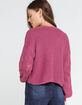 SKY AND SPARROW Knit Balloon Sleeve Womens Berry Sweater image number 3