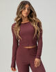 FULL TILT Rib Picot Trim Womens Long Sleeve Tee image number 1