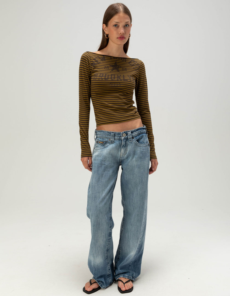 BDG Urban Outfitters Stripe Womens Slash Neck Long Sleeve Tee image number 1