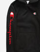 CHAMPION Flock Script Black Boys Hoodie image number 3
