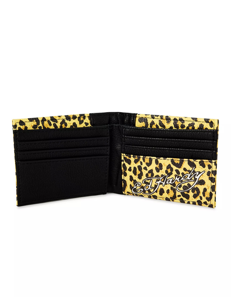 ED HARDY Cheetah Print Metal Stud Bifold Wallet image number 1