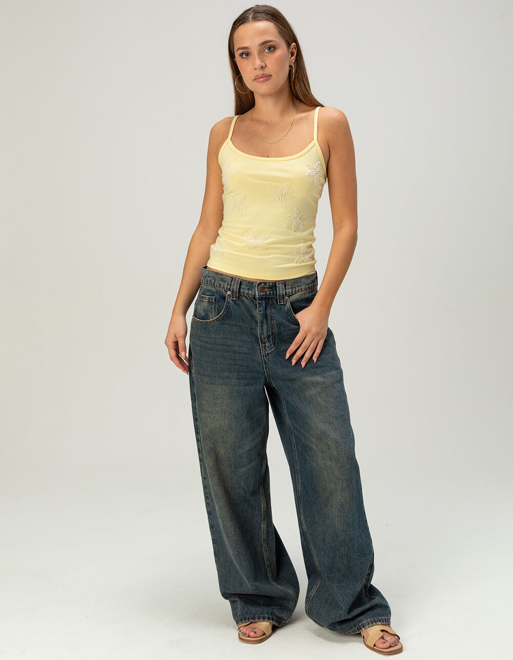 MADDEN GIRL Womens Beaded Cami - YELLOW - L | Tillys