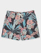RSQ Mens Drawn Hibiscus 5" Swim Shorts image number 1