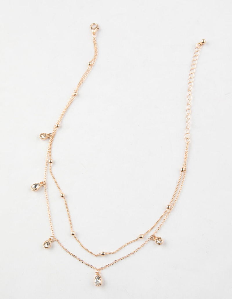 FULL TILT Layered Tear Drop Rhinestone Necklace image number 0