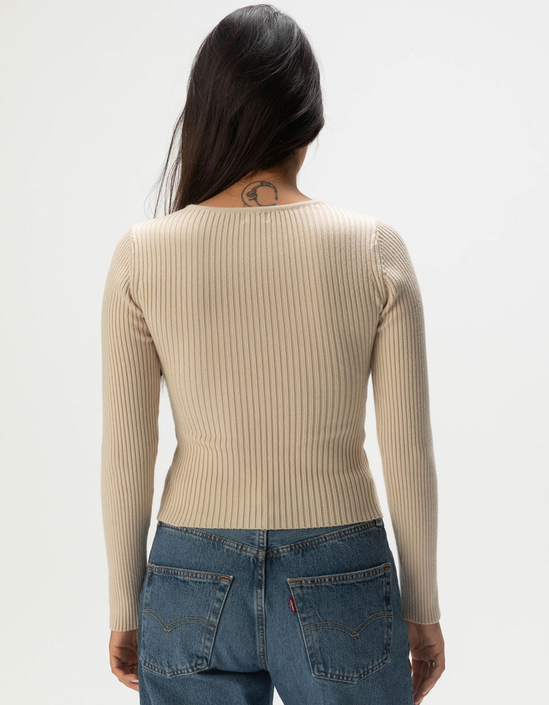 WEST OF MELROSE Lace Up Womens Long Sleeve Top image number 3