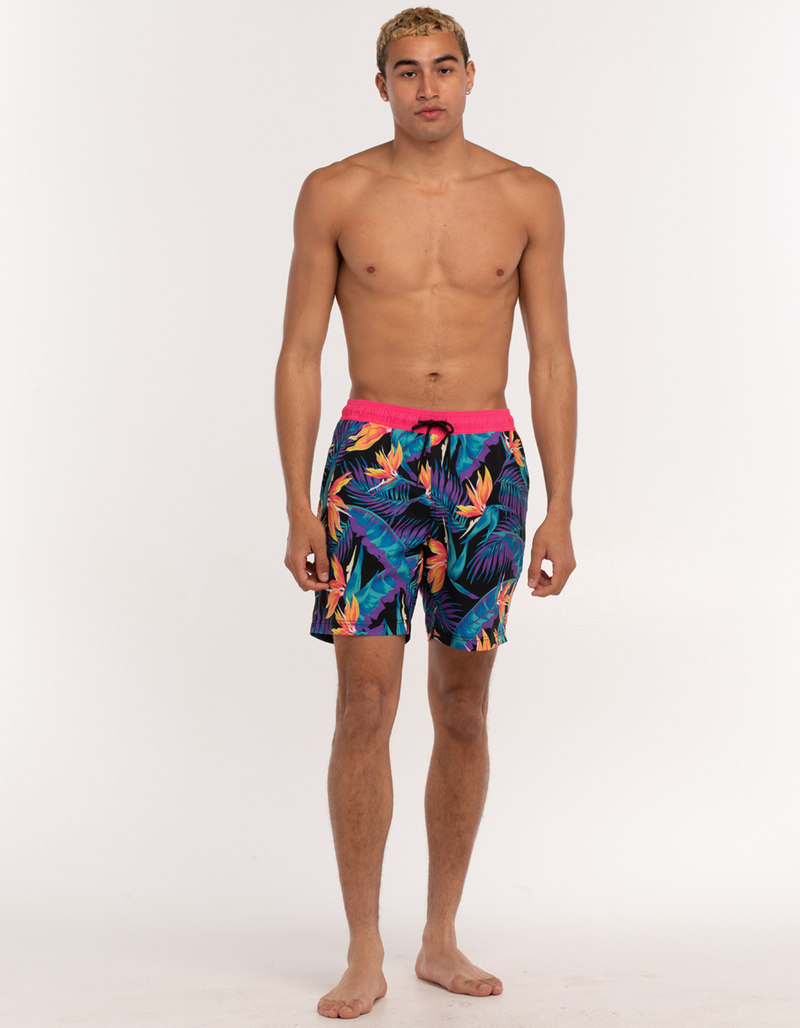 BLUE CROWN Neo Floral Mens 7" Swim Shorts image number 5