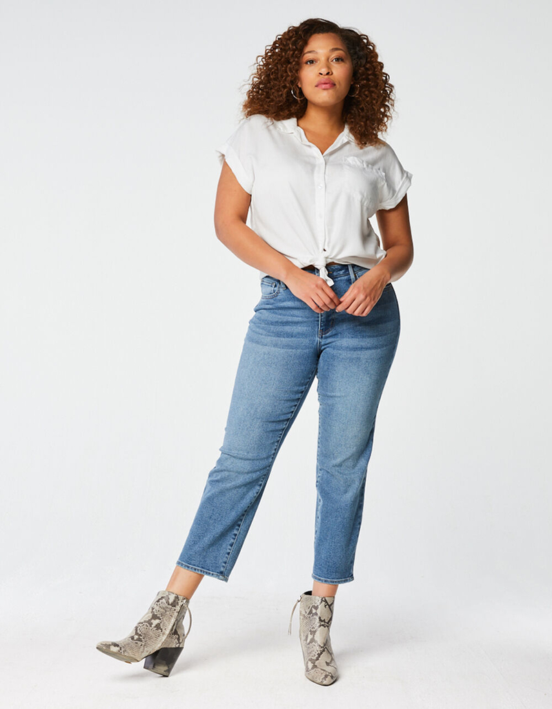 RSQ High Rise Medium Wash Womens Straight Leg Jeans image number 4