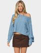 EDIKTED Oversized Off Shoulder Cable Knit Sweater image number 1
