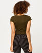BOZZOLO Square Neck Lettuce Edge Olive Womens Tee image number 3