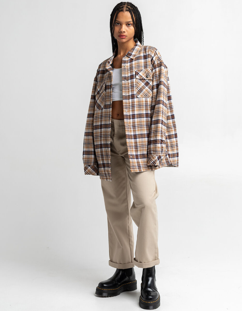 DICKIES Womens Oversized Plaid Flannel Jacket image number 5