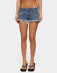 EDIKTED Studded Frayed Low Rise Denim Shorts image number 1