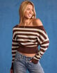 RSQ Womens Off The Shoulder Stripe Banded Bottom Sweater image number 1