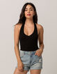 BOZZOLO Ribbed Crop Black Womens Halter Top image number 2