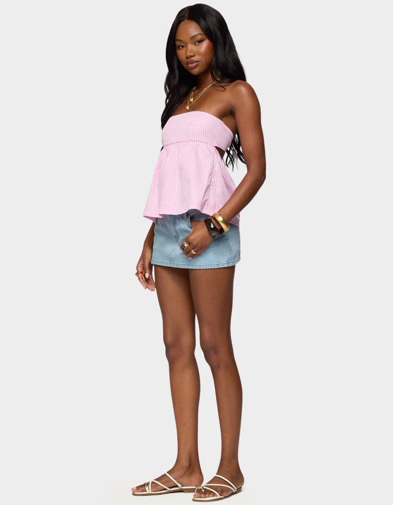 EDIKTED Maddie Strapless Striped Babydoll Top image number 3