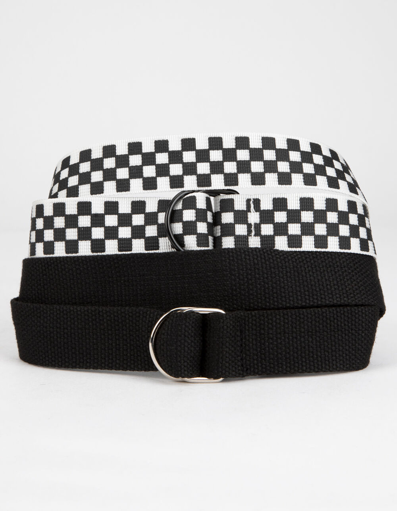2 Pack Checkered & Solid Girls Web Belts image number 0