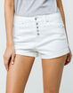 ALMOST FAMOUS High Rise Exposed Button White Womens Denim Shorts image number 2