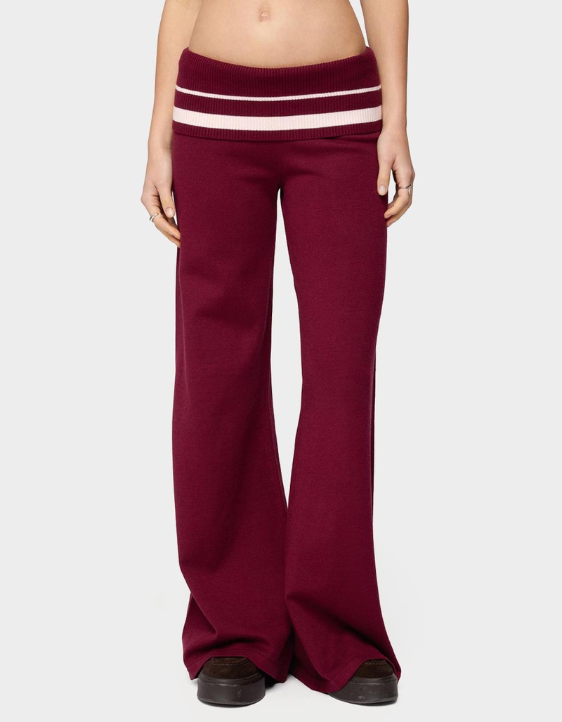 EDIKTED Kaliya Stripey Foldover Knit Pants image number 0