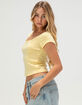 RSQ Womens Square Neck Pointelle Top image number 3