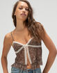 FULL TILT Lace Trim Womens Flyaway Top image number 1