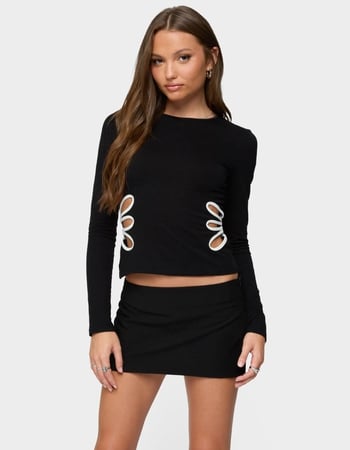 EDIKTED Contrast Cut Out Long Sleeve Top Primary Image