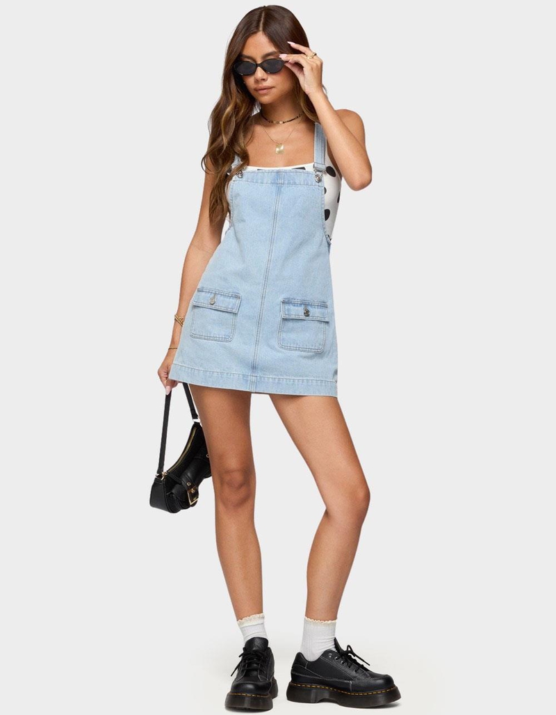 EDIKTED Overall Denim Mini Dress image number 4