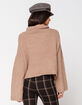 SKY AND SPARROW Fuzzy Cowl Taupe Womens Bell Sleeve Sweater image number 3