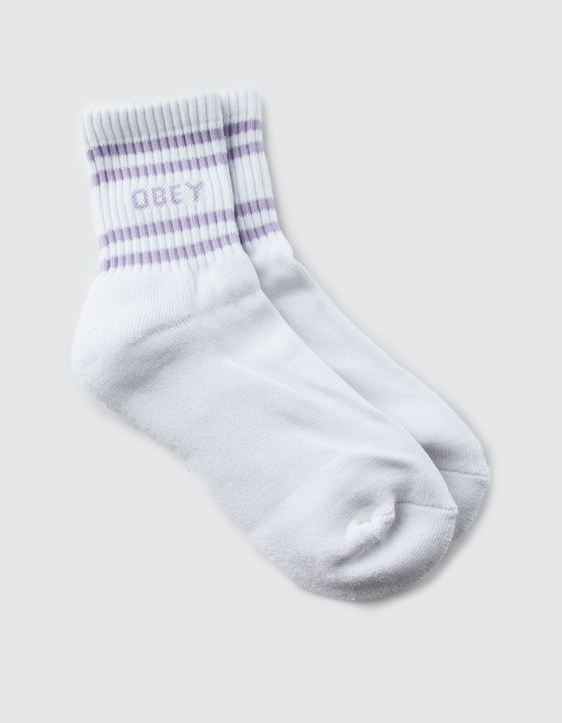 OBEY Coop Womens White & Periwinkle Socks image number 0