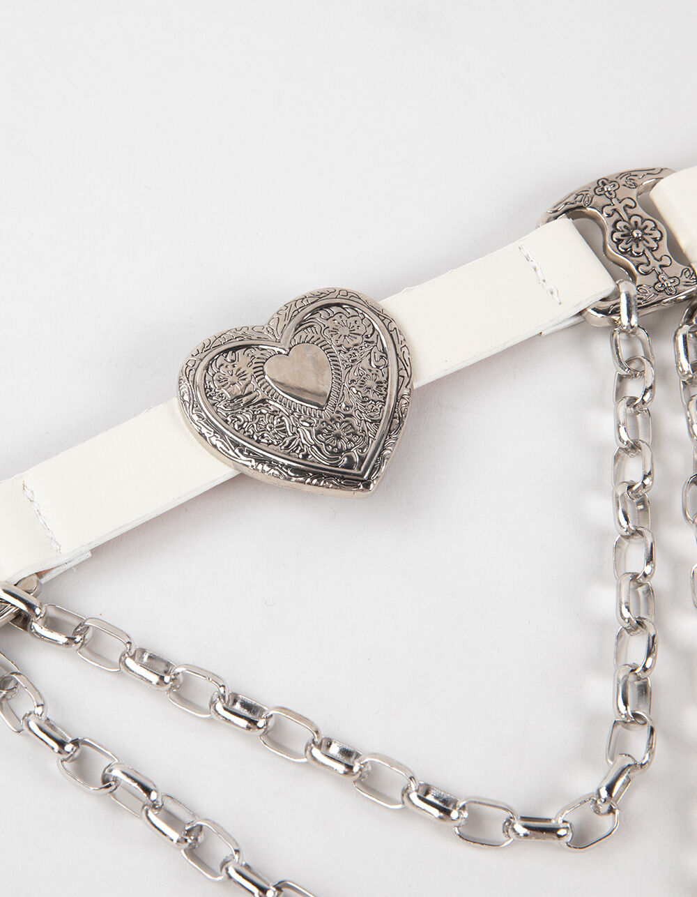 【A VACATION】BELT HEART 30 SILVER Vintage adjustable turquoise chain belt heart silver tone 30