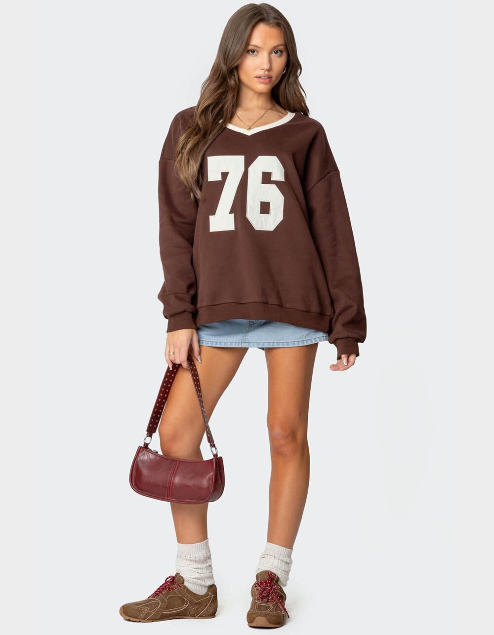 ニット+セーター Edikted OVERSIZED V NECK SWEATER XS Martha Oversized V Neck Sweater – edikted